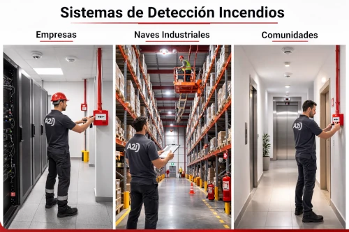 Instalación y mantenimiento de sistemas de detección de incendios en empresas, naves industriales y comunidades en Alcalá de Henares por técnicos de Extintores A2J